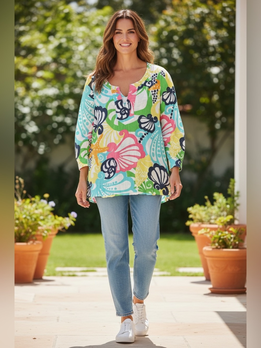 Lilly Pulitzer Multicolor Floral Tunic in Aqua, Pink & Yellow